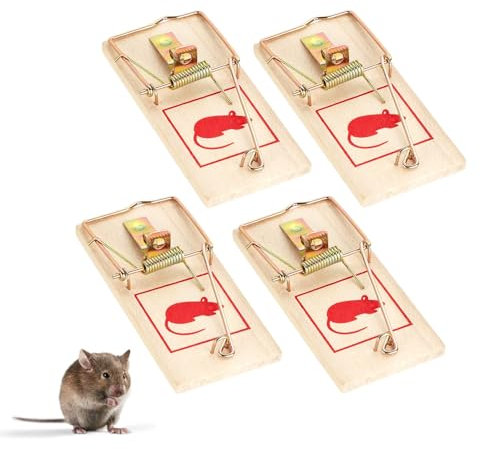 Pack of 4 Wooden Mouse Traps for Indoor Use Durable and Reusable Little Mouse Traps
