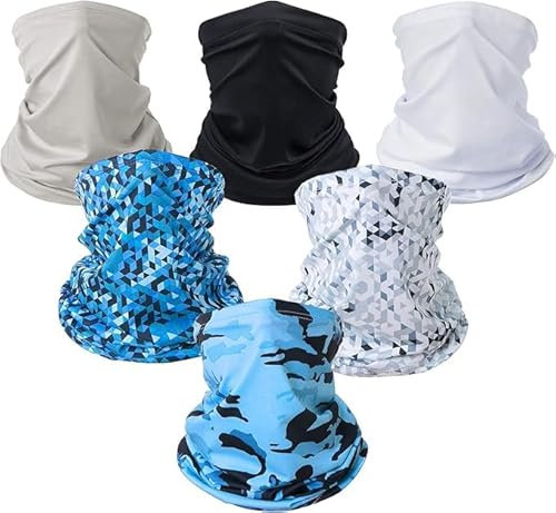 AmzKoi Multifunktionstuch Bandanas, 6 Stk Schlauchschal Herren, Halstuch Damen Winter, Atmungsaktiv Winddicht Halswärmer, Loop Schal für Motorrad Laufen Wandern Radfahren