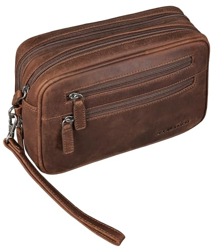 STILORD Nero Bolso Mano Piel Vintage Cartera Hombre Elegante Neceser Bolsa Viaje pequeña de auténtico Cuero Color:sapelli - marrón