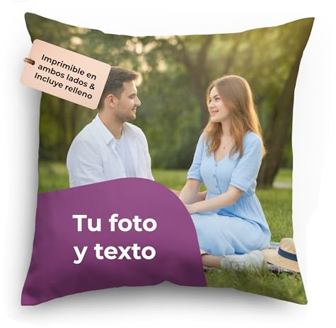 Cimpress Coussin Personnalisé avec Photo et Texte, 45 × 45 cm, Impression Recto-Verso de Haute Qualité, Décoration d’Intérieur Élégante et Moderne, Idée Cadeau Personnalisée pour Amis et Famille