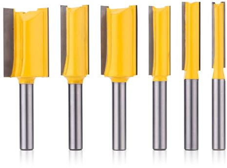 6pcs Jeu de Mèches de Toupie Droites Tige 1/4 Pouces, Mèches Toupie à Bois Droites à Double Cannelure, Diamètre Coupe 1/4, 5/16, 3/8, 1/2, 5/ 8, 3/4, Outils de Menuiserie pour Bricolage