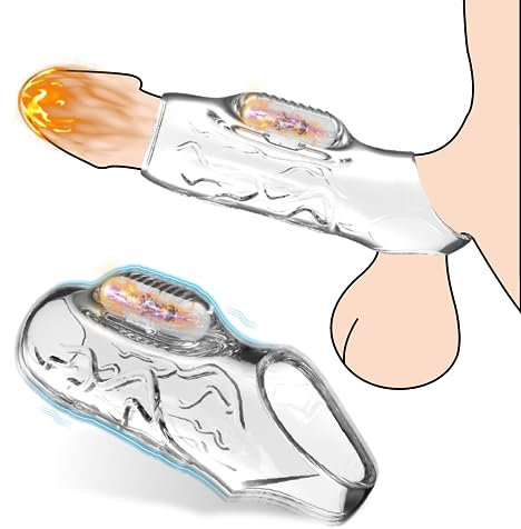 Guaina Pene con Anelli per Coppia, Vibratore Sex Toys per Stimolare il Clitoride Donna e Miglioramento Dell'erezione Uomo, Medical Silicone Pene Prolunghe, Morbido ed Elastico, Durevole (YFBA-001)