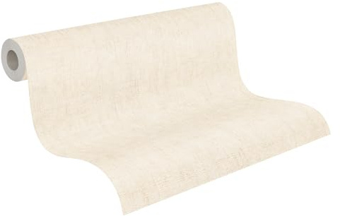Livingwalls carta da parati TNT con struttura tessile in beige, crema, grigio – carta da parati a tinta unita 10,05 m x 0,53 m design di COSMOPOLITAN – 791096