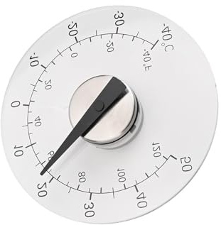 Lawnoval Termometro per finestra, temperatura da -40 a +50 gradi, design trasparente, display da leggere, installazione a ventosa per giardino, cucina, piscina, bianco