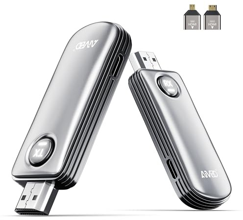 HDMI trådlös sändare och mottagare, 4K-avkodning 1080P utgång ultralåg latens, 5,8 + 2,4 G bärbar HDMI-förlängare, Plug & Play, 50 m HD-displaykit strömningsvideo för bärbar dator PC till TV-projektor