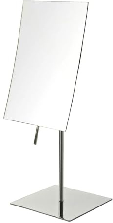 JERDON Rectangular Tabletop Makeup Mirror - 3X Magnification with Polished Stainless Steel Finish - 5-inch by 8-inch Vanity Mirror – Pivot Adjustment - Model JP358C