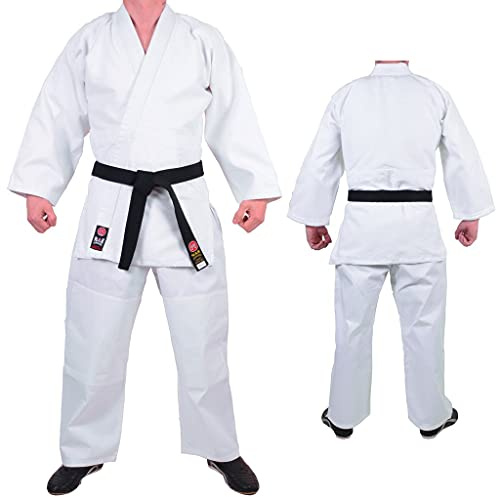 MAR | Judo Gi Uniform White for Men Women Kids & Adult Sizes | Medium Weight 480g Fabric Martial Arts BJJ Aikido Suit Free White Judo Belt Size (6/190cm)