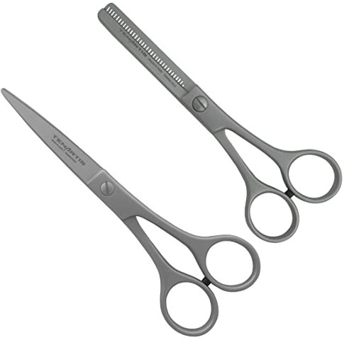Tenartis 351 Set 2 Forbici Inox Parrucchiere Taglio e Sfoltire con Custodia in PVC - Made in Italy