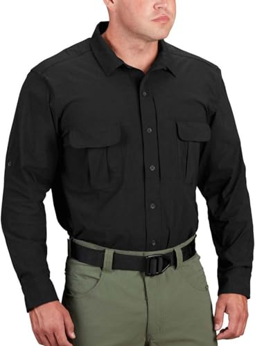 Propper Men's Summerweight Tactical Long Sleeve Shirt, Black, X-Large Regular