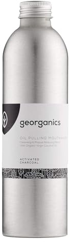 Georganics Whitening Oil Pulling Mouthwash - Activated Charcoal - Plaque-Reducing Coconut Oil Blend - 100% Natural Ingredients - SLS, Glycerine & Fluoride Free - Organic, Vegan, Cruelty-Free - 275ml