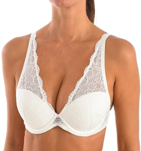 Selene, Bralette in Pizzo con Coppa Foderata Imbottita e Ferretto, Reggiseno Donna Collezione Irina, Colore Avorio, Taglia 6B