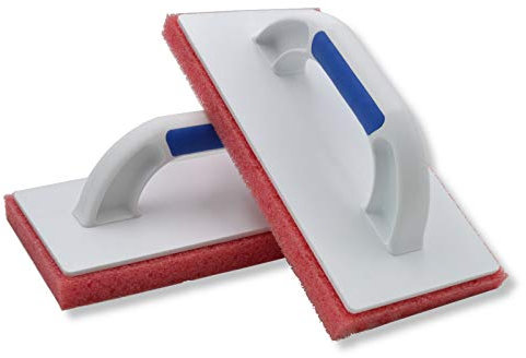 2er Set DEWEPRO® Schwammscheibe – Reibebrett (PS) mit grob-poriger Schwammauflage (20 mm) – 280 x 140 mm – ergonomischer 2-Komponenten Handgriff