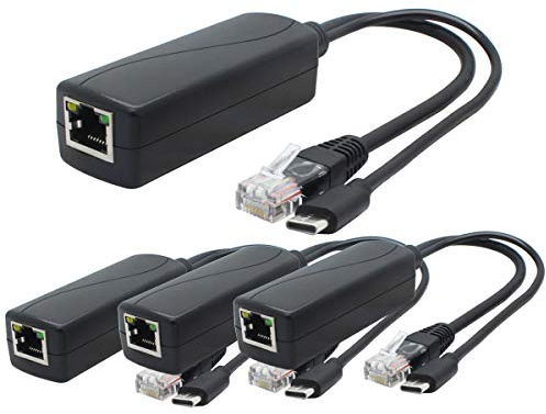 ANVISION 4-Pack 5V PoE Splitter, USB Type C, 48V to 5V 2.4A, IEEE 802.3af Compliant