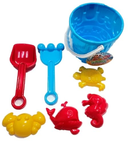 Ram® 5 Pieces Childrens Kids Beach Spade Sand Bucket Set each Sand Bucket Castle Set Tools With Rake and Spade Tools Children Outdoor Toy For your Spring/Summer Holiday