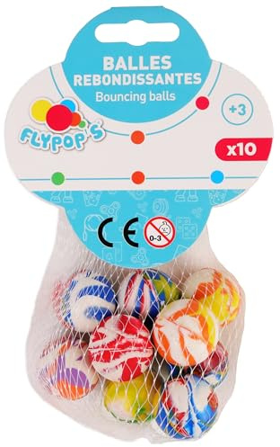 FLYPOP'S - Pelotas Rebote - Juego de Recreación - 030185G - Multicolor - Plástico - Cumpleaños - Juego de Habilidad - Juguete Infantil - 2,5 cm x 2,5 cm - A Partir de 3 años.