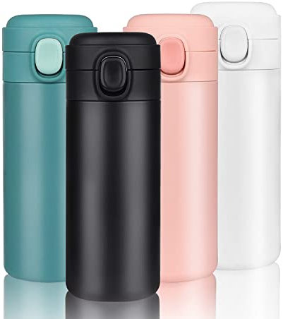YINJAM 350ml Travel Mug Reusable Coffee Cup Insulated Thermal Mug Stainless Steel Leakproof Flask Tumbler for Hot Cold Drinks (Black)