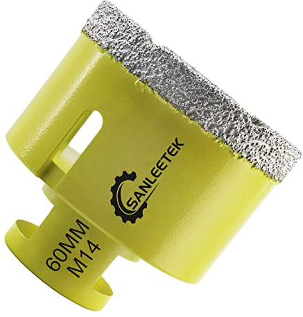 Punte per Trapano Diamantate 60mm - Brasatura Sotto Vuoto Fresa Diamantata per Ceramica Porcellana Marmo Granito M14 Filettatura SANLEETEK