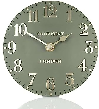 Thomas Kent - Arabic Lichen Green Mantel Clock - 6'' AMC06066