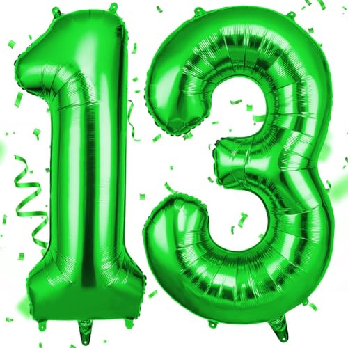 OFFCUP Globo Número 13 31 Verde 40 (101cm), Grande Globos Foil, Globo Numeros Gigante, Inflar con Helio o Aire, Decoracion para Niño Niña Adultos La Boda Aniversario Cumpleaños Fiestas
