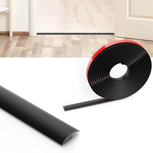 Flintronic Övergångsprofil självhäftande, 3 m x 3,5 cm PVC golvlist, övergångslist golv, övergångsskena utan borrning, täcklist för kakel, trä, laminat, höjdutjämning 5 mm (svart)