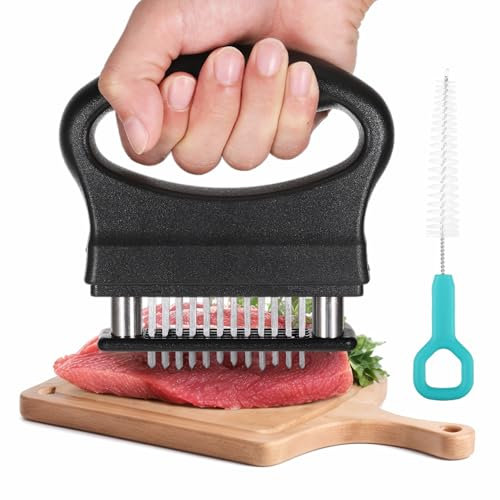 sdhiiolp Meat Attendrisseur de viande avec 48 lames en acier inoxydable de bœuf, poulet, porc