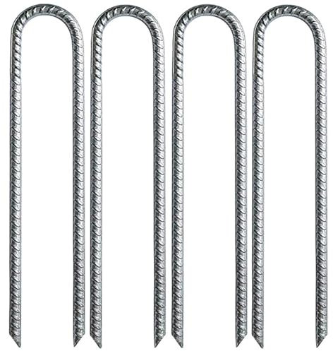 Estacas de jardín en de U – Estacas de borde de jardín de 30,5 cm de largo, Clavo de paisaje, riego por goteo | Anclajes de suelo de patio, grapas de patio galvanizadas, estacas de fijación