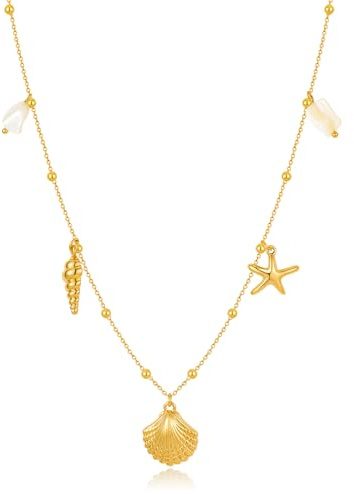 WOWORAMA Guldsnäcka, snäcka, snäcka, sjöstjärna, halsband för kvinnor, mässing, ingen ädelsten, Mässing, Ingen ädelsten