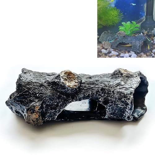 Syiyunran Acquario Grotta lEgno Ornamento - Black 10x5.5x4 cm, Serve Come Rifugio e Nascondiglio per Roditori Rettili Anfibi è Anche Ideale le Decorazioni Tartaruga Fish Tank Paesaggistica
