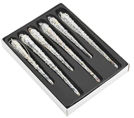 6 Piezas de Adornos de carámbanos de Vidrio para de Navidad, para Exteriores, año Nuevo, Vacaciones, Bodas