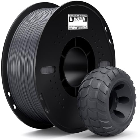 ELEGOO TPU Filament 1.75mm Grey 1KG, 95A Flexible Soft 3D Printing Filament 1KG Spool(2.2lbs) Fits for Most FDM 3D Printers