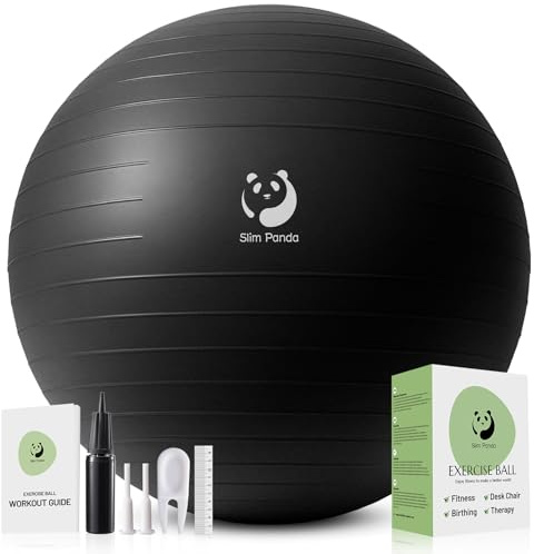 Slim Panda Palla Pilates, 55-85cm Anti Scoppio Antiscivolo Palla Ginnastica con Cannuccia Gonfiabile, Soft PVC Palla da Yoga per la Terapia Degli Anziani, Casa, Fitness, Allenamento Equilibrio
