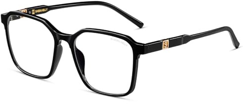 SHEEN KELLY Lunettes de soleil rétro TR90 anti-lumière bleue pour homme et femme, verres carrés CR39 transparents, style années 80/90