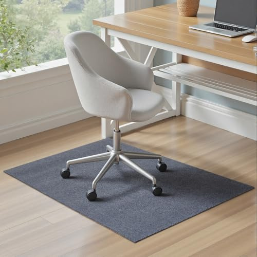 Warmiehomy Office Chair Mat for Carpet & Hardwood Floors, 60x120cm Heavy Duty Floor Protector, Anti-Slip Gaming Rug with Felt Surface & Rubber Back, Extra Thick Chair Mat for Home Office (Dark Grey)