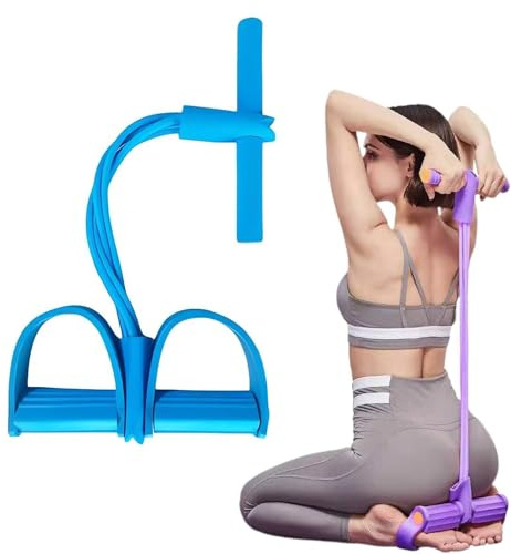 21 Bandas De Resistencia para Fitness, 4 Tubos con Pedales De Ejercicio Y Tirador De Tobillo, Yoga Tracción Elástica Cordera De Ejercicio, Cuerdas Elásticas De Tracción para Yoga. (Azul)