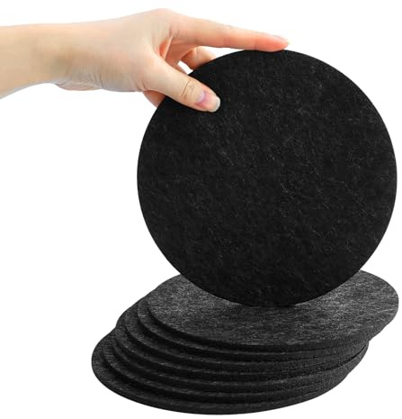 8 posavasos de fieltro redondos de 20 cm, antideslizantes, resistentes al calor, lavables, de color antracita, para platos, ollas, vasos