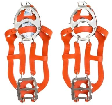 Grödel 18 teeth Steel Ice Gripper Spike för skor halkskydd klättring vandring snö dubbar crampons Cleats Grips Boots skydd för vintervandring (orange M EU 35–40)