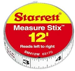 L.S. STARRETT SM412W 1/2 x 12' Measure Stix Tape W/ Adhesive Backing 1/EA