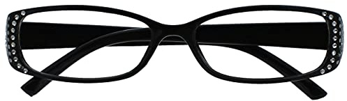 La Société Lunettes De Lecture Noir Style Diamonte Lecteurs Designer Style Femmes Dames UVR093BK +2,00
