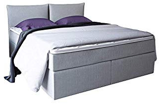 Betten Jumbo Noble Boxspringbett 180x200 mit 7-Zonen TFK Härtegrad H3 und Visco-Topper | Farbe Grau | 140-200 x 200 cm verfügbar | Wahlweise mit Bettkasten
