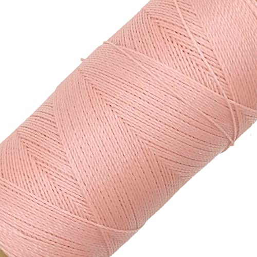 LINHASITA Bobine de Fil ciré 100 g/360 m Épaisseur 0,5 mm Polyester pour macramé 30 Couleurs - Rose pâle