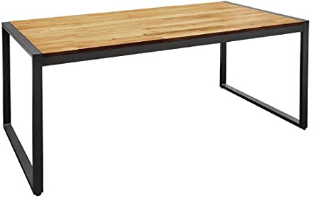 Bolero Outdoor Indoor Acacia Wood and Steel Rectangular Industrial Table 1800mm | Durable Steel Frame | Pre-Oiled Wooden Top. 740(H)x 1800(W)x 900(D)mm | DS157