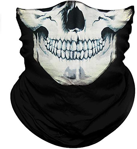 Obacle Skull Mask for Men Women Bandana Half Face Mask 3D Tube Balaclava Breathable Sun Mask for Fishing Running Hunting Cycling Motorcycle Bike Outdoor Sport (Skull White Face Black Nose)
