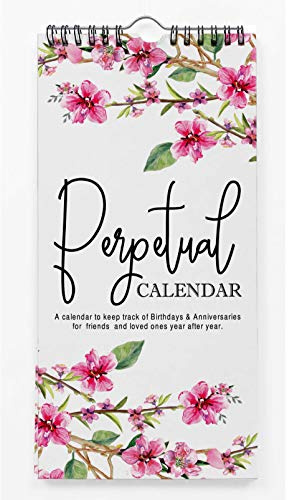 Inkdotpot Floral Rustic Perpetual Calendar Birthday Wall Hanging Anniversary Special Event Reminder Calendar Book Journal Stationary Wall Hanging Birthday Gift Card Planner Organizer