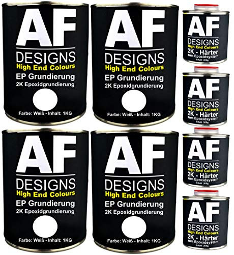 Alex Flittner Designs Epoxidfüller 4 x 1,20kg 2K Grundierung Füller EP Füller in weiß für Autolack Rostschutz