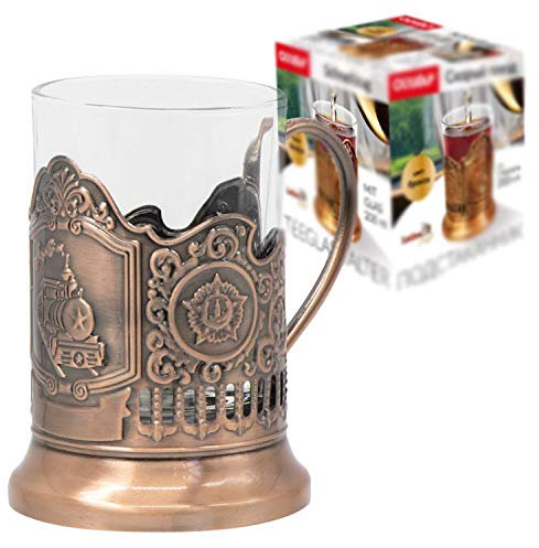 legro Porta bicchiere da tè a trazione rapida bronzo (con vetro 200 ml)