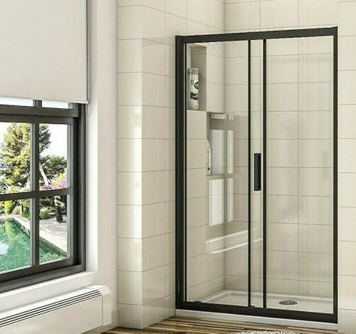 Biubiubath 1000mm Black Frame Sliding Shower Enclosure Door Cubicle Nano Glass
