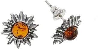Pendientes de ámbar de Artisana, pequeños pendientes sol de ámbar y plata de ley 925/000, Plata de ley 925/000 Ámbar báltico, Ámbar