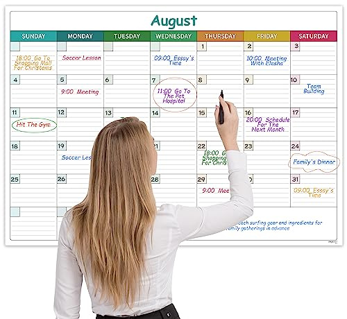 Large Dry Erase Calendar for Wall - Undated Dry Erase Calendar