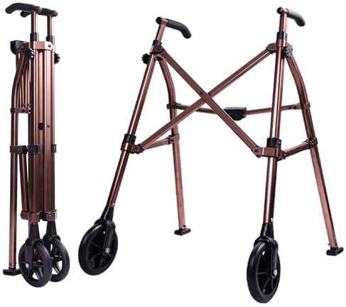 Lefeke Folding Walking Frame with Wheels for Elderly, Compact Wheeled Walker with Adjustable Handles and Glide Skids, Lightweight Mobility Walking Aids for Senior, Disabled