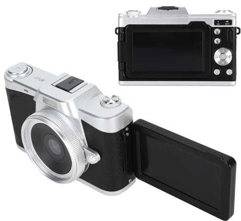 Spiegellose 4K Kamera, Spiegelloses Vlog Kamera Kit mit Wechselobjektiv, 180°-Klappbildschirm, 20 fachem Zoom, Weitwinkelobjektiv, 1200 mAh Akku, 4K Digitalkamera für die (Black)